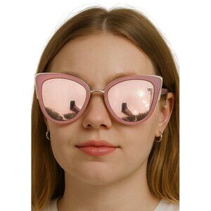 Guess Cat Eye Sunglasses Pink Rose Gold Mirrored Hardcase Women's WOMAN'S